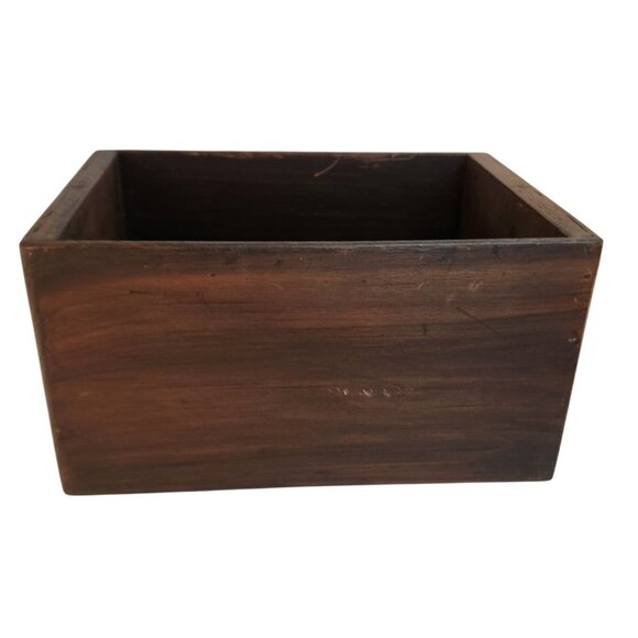 Wooden Storage Box Rectangular Dark Finish Handmade Rustic Home Decor Container - Picture 1 of 14